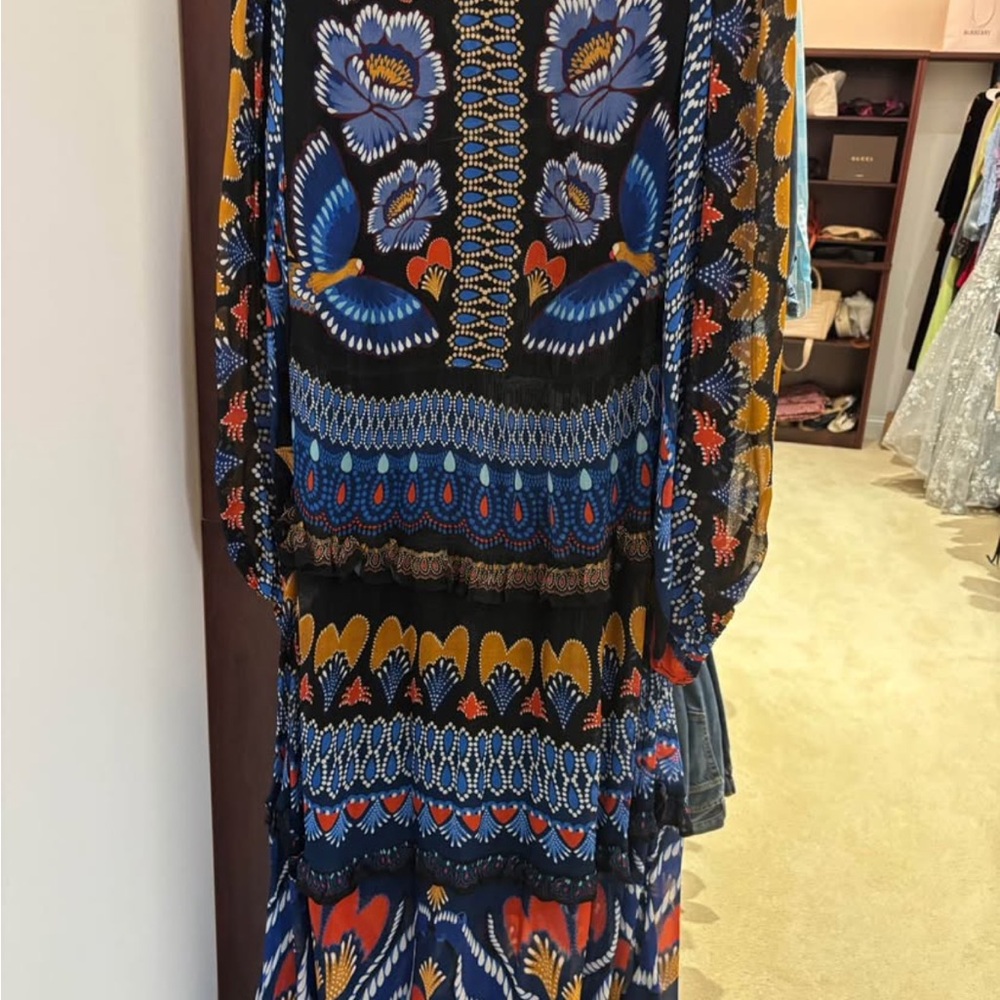 FARM Rio Vibrant Blue and Orange Maxi Dress